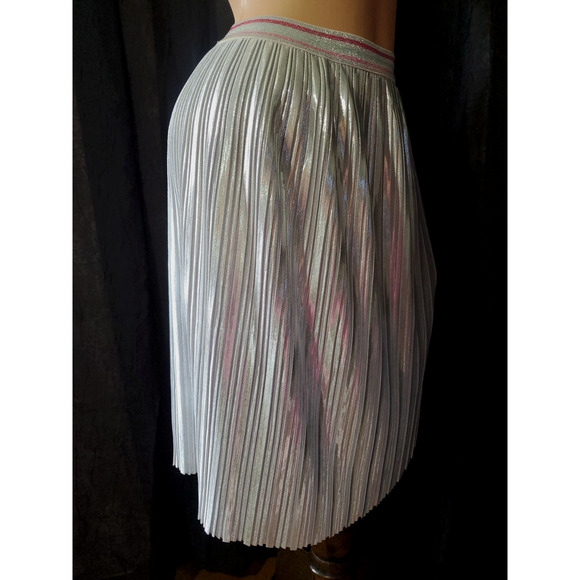 KATE SPADE Juniors / Women's Skirt LIQUID METALLIC SILVER Pleated SZ: XS / JR 10 - Picture 3 of 8
